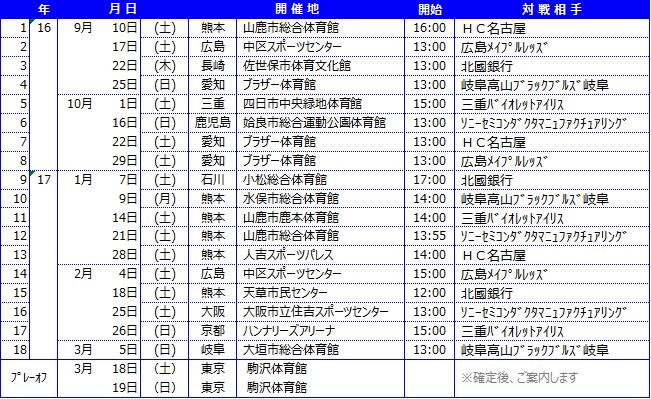 第41回日本ハンドボールリーグ　スケジュール